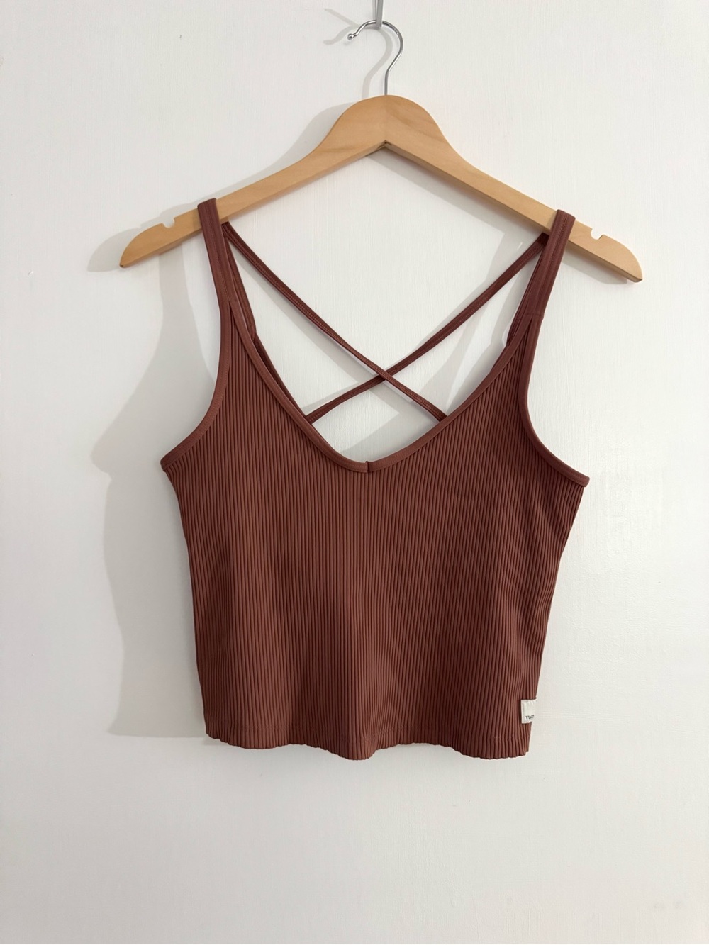 Vuori Rib Crop Tank Rosewood Mauve, Size S | GUC